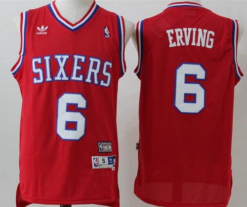 Men's Philadelphia 76ers #6 Julius Erving Red Hollywood classics Throwback Swingman Jersey