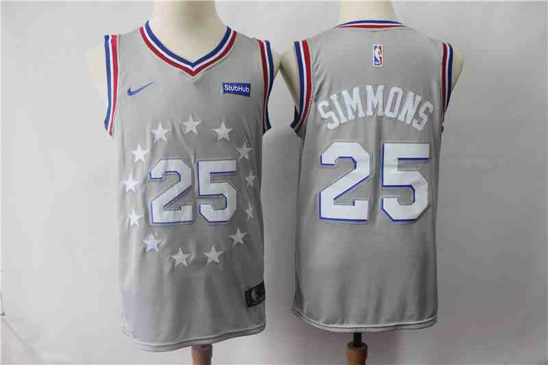 Men's Philadelphia 76ers #25 Ben Simmons Gray 2018-19 City Edition Nike Swingman Jersey