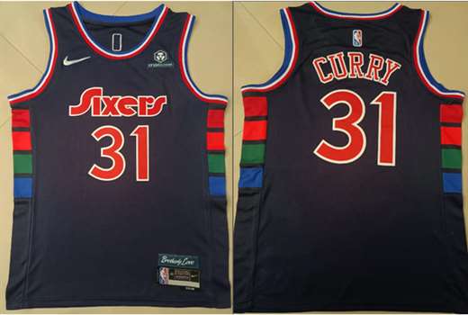 Men's Philadelphia 76ers #31 seth curry   Nike Navy 2022 Swingman Jersey City Edition