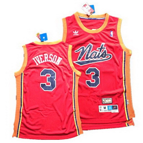 Men's Philadelphia 76ers #3 Allen Iverson Red Syracuse Nationals Throwback Swingman Jersey