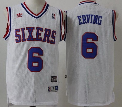 Men's Philadelphia 76ers #6 Julius Erving White Hollywood classics Throwback Swingman Jersey