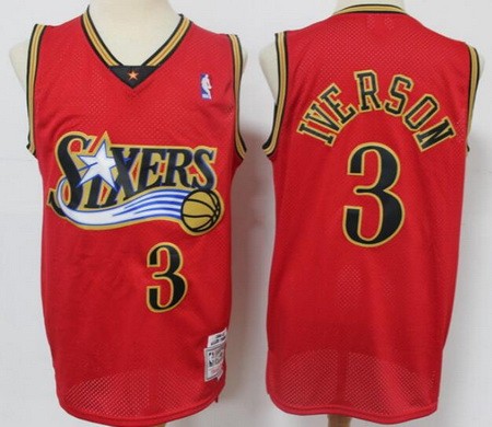 Men's Philadelphia 76ers #3 Allen Iverson Red Reload Hardwood Classics Swingman Jersey