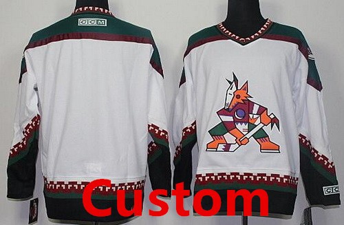 Men's Arizona Coyotes Customized White Throwback Jersey
