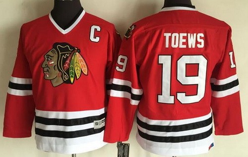 Youth Chicago Blackhawks #19 Jonathan Toews Red Throwback Jersey