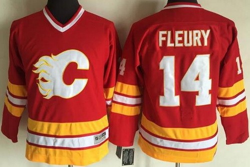 Youth Calgary Flames #14 Theoren Fleury Red Throwback Jersey