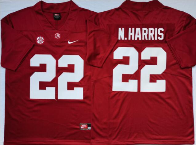 Mens NCAA Alabama Crimson Tide 22 N.Harris Red College Football Jersey