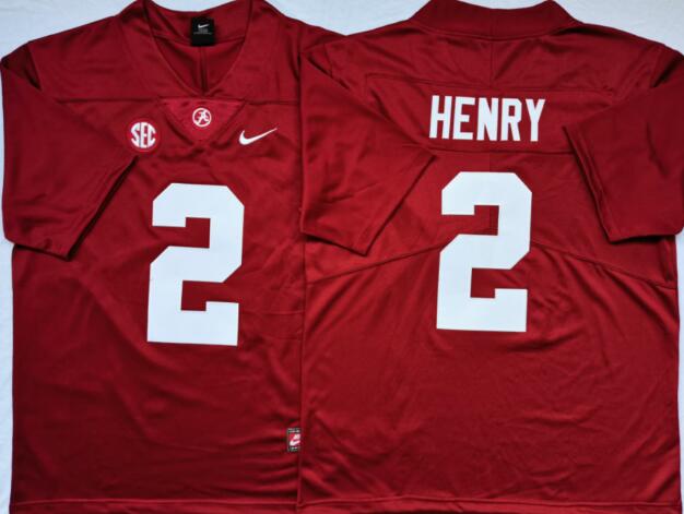 Mens NCAA Alabama Crimson Tide 2 Henry Red College Football Jersey
