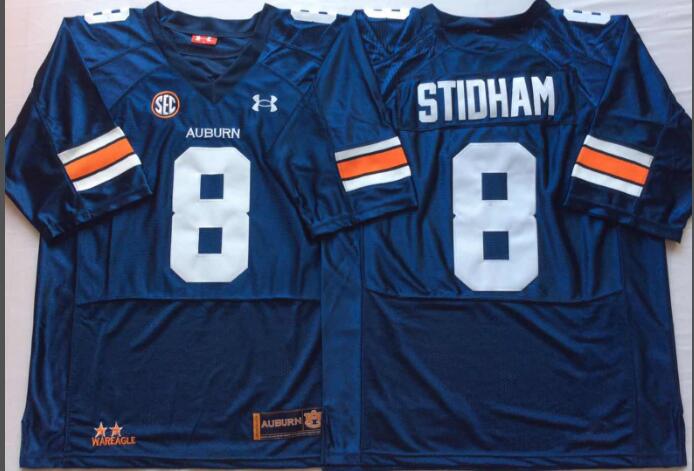 Men Auburn Tigers 8 Stidham Blue SEC NCAA College Football Jerseys