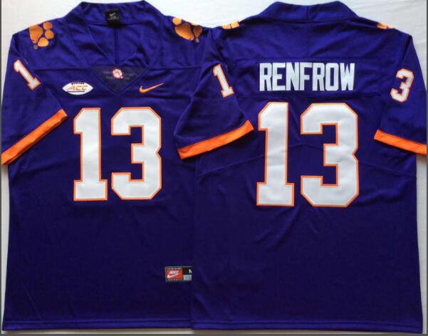 Mens NCAA Clemson Tigers 13 Renfrow Purple College Football Jersey
