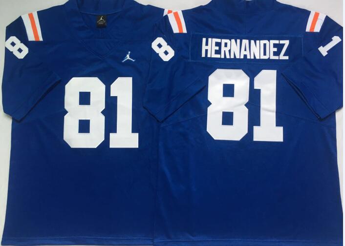 Mens NCAA Florida Gators 81 Hernandez Blue College Football Jersey