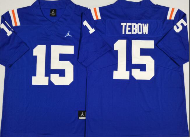 Mens NCAA Florida Gators 15 Tebow Blue College Football Jersey