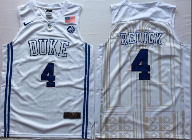 Mens NCAA Duke Blue Devils 4 Redick White College Basketball Jersey