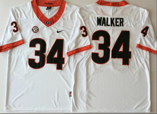 Mens NCAA Georgia Bulldogs 34 Walker White College Football Jersey