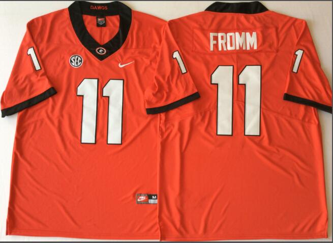 Mens NCAA Georgia Bulldogs 11 Fromm Orange College Football Jersey
