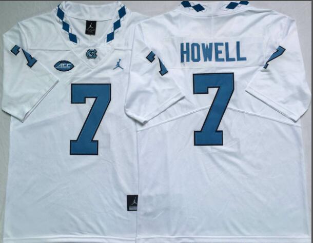 Mens NCAA North Carolina Tar Heels 7 Howell White College Football Jersey