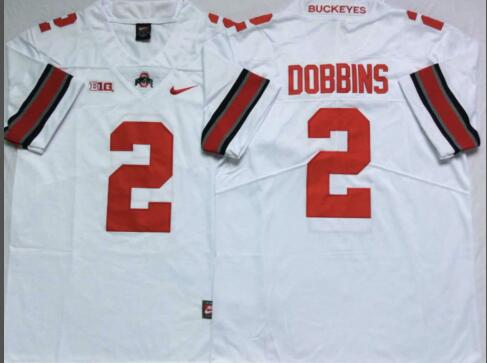 Mens NCAA Ohio State Buckeyes 2 Dobbins White College Football Jersey