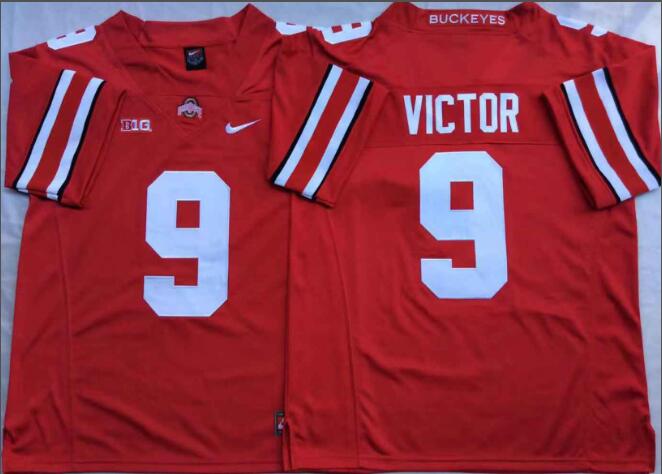 Mens NCAA Ohio State Buckeyes 9 Victor Red College Football Jersey