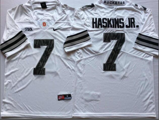 Mens NCAA Ohio State Buckeyes 7 Haskins JR. White College Football Jersey