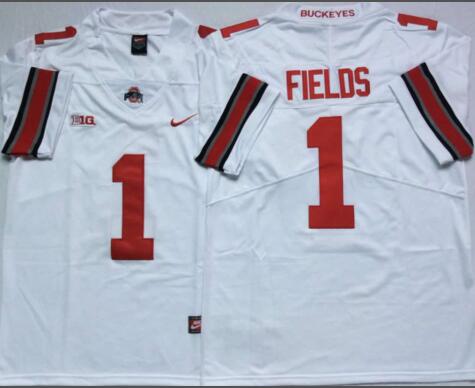 Mens NCAA Ohio State Buckeyes 1 Fields White College Football Jersey