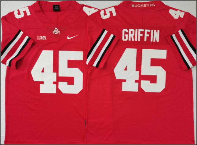 Mens NCAA Ohio State Buckeyes 45 Griffin Red College Football Jersey