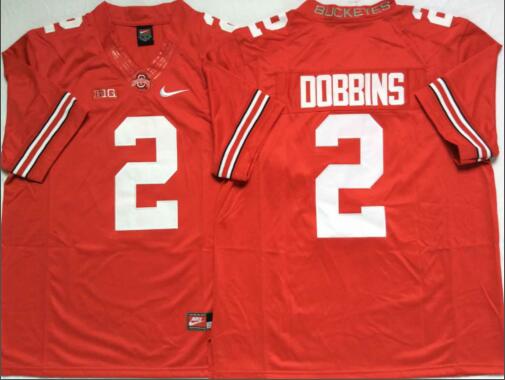 Mens NCAA Ohio State Buckeyes 2 Dobbins Red Game College Football Jersey