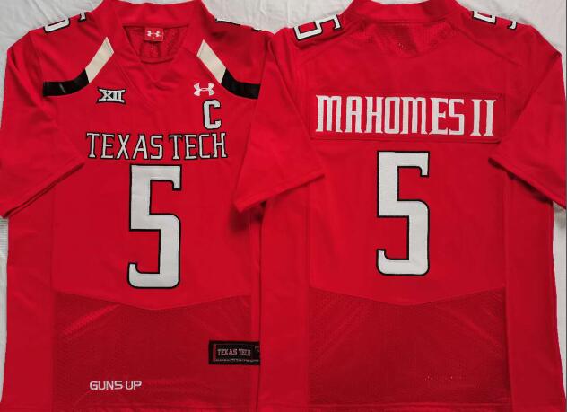 Mens NCAA Texas Tech Red Raiders 5 Mahomes II Red College Football Jersey