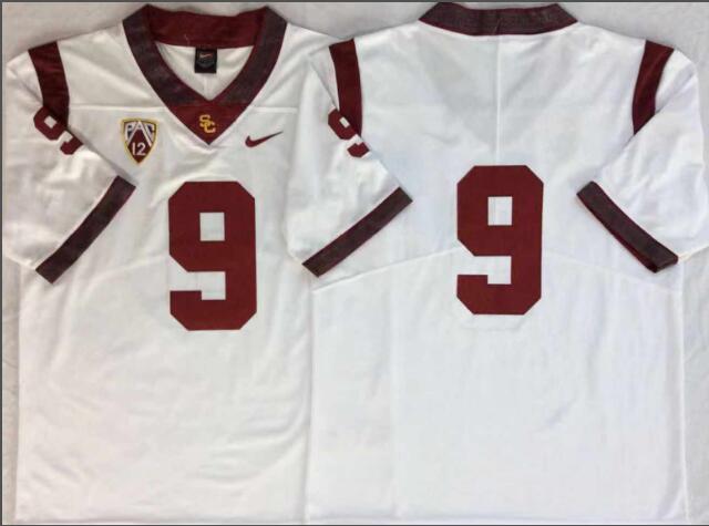 Mens NCAA USC Trojans 9 White College Football Jersey