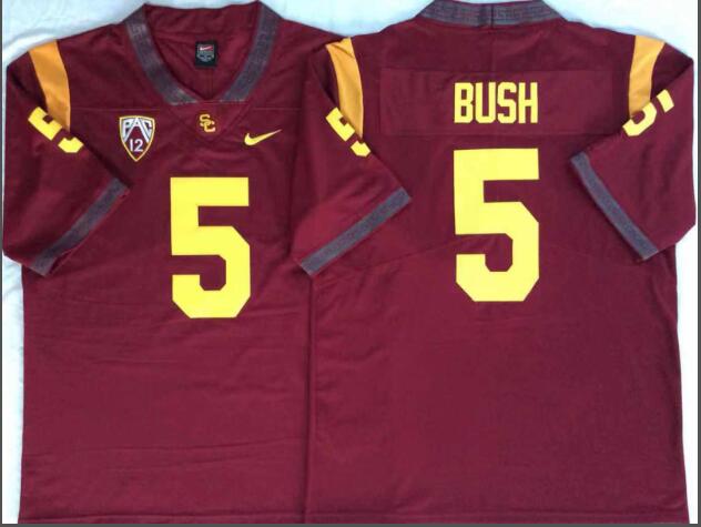 Mens NCAA USC Trojans 5 Bush Red College Football Jersey
