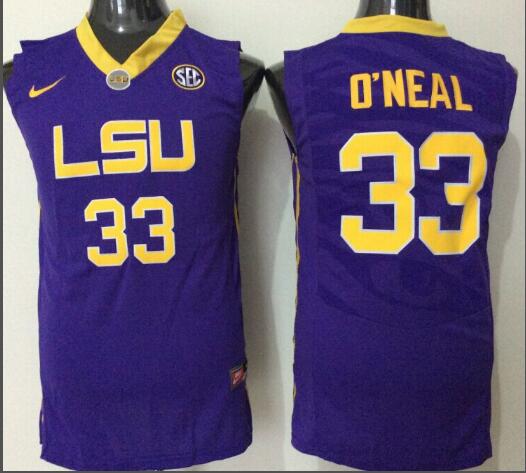 Mens NCAA LSU Tigers 33 O Neal Purple College Basketball Jersey
