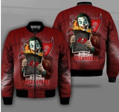 Mens NFL Football Tampa Bay Buccaneers  Flying Stand Neck Coat 3D Digital Printing Customized Jackets 3