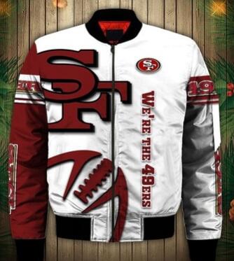 Mens NFL Football San Francisco 49ers Flying Stand Neck Coat 3D Digital Printing Customized Jackets 6