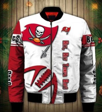 Mens NFL Football Tampa Bay Buccaneers  Flying Stand Neck Coat 3D Digital Printing Customized Jackets 5