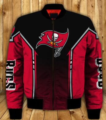 Mens NFL Football Tampa Bay Buccaneers  Flying Stand Neck Coat 3D Digital Printing Customized Jackets 7