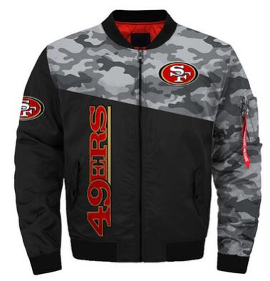Mens NFL Football San Francisco 49ers Flying Stand Neck Coat 3D Digital Printing Customized Jackets 12