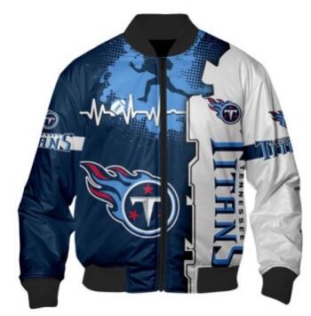 Mens NFL Football Tennessee Titans Flying Stand Neck Coat 3D Digital Printing Customized Jackets 9