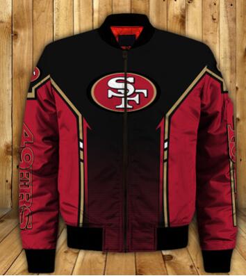 Mens NFL Football San Francisco 49ers Flying Stand Neck Coat 3D Digital Printing Customized Jackets 8