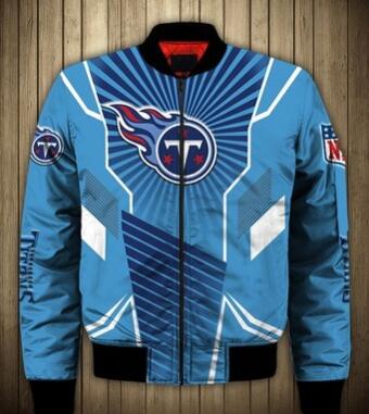Mens NFL Football Tennessee Titans Flying Stand Neck Coat 3D Digital Printing Customized Jackets 7