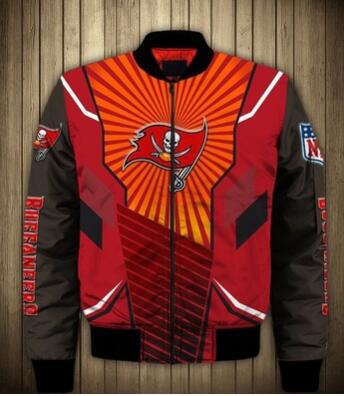Mens NFL Football Tampa Bay Buccaneers  Flying Stand Neck Coat 3D Digital Printing Customized Jackets 8