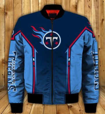 Mens NFL Football Tennessee Titans Flying Stand Neck Coat 3D Digital Printing Customized Jackets 6