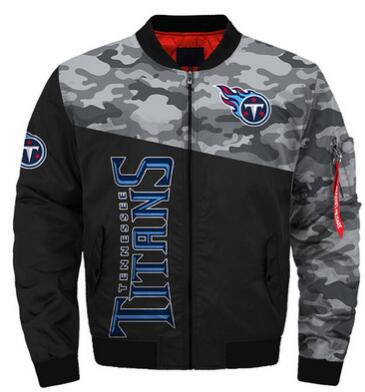 Mens NFL Football Tennessee Titans Flying Stand Neck Coat 3D Digital Printing Customized Jackets 10