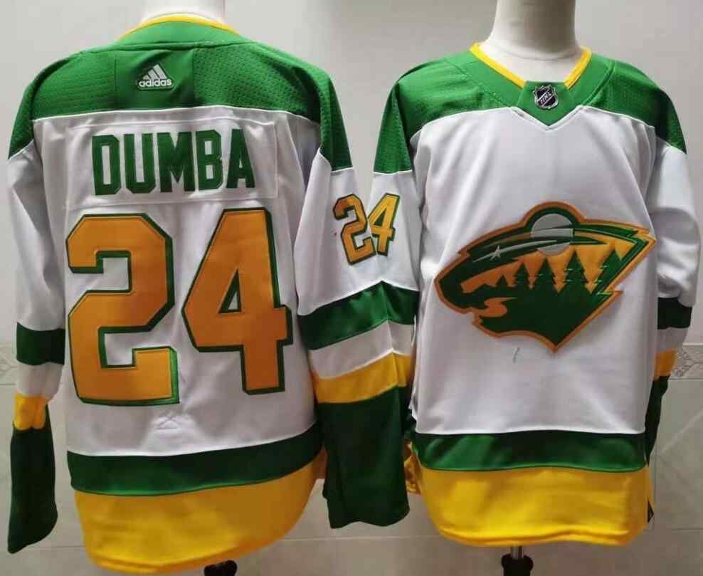 Wild 24 Matt Dumba White 2020-21 Reverse Retro Adidas Jersey