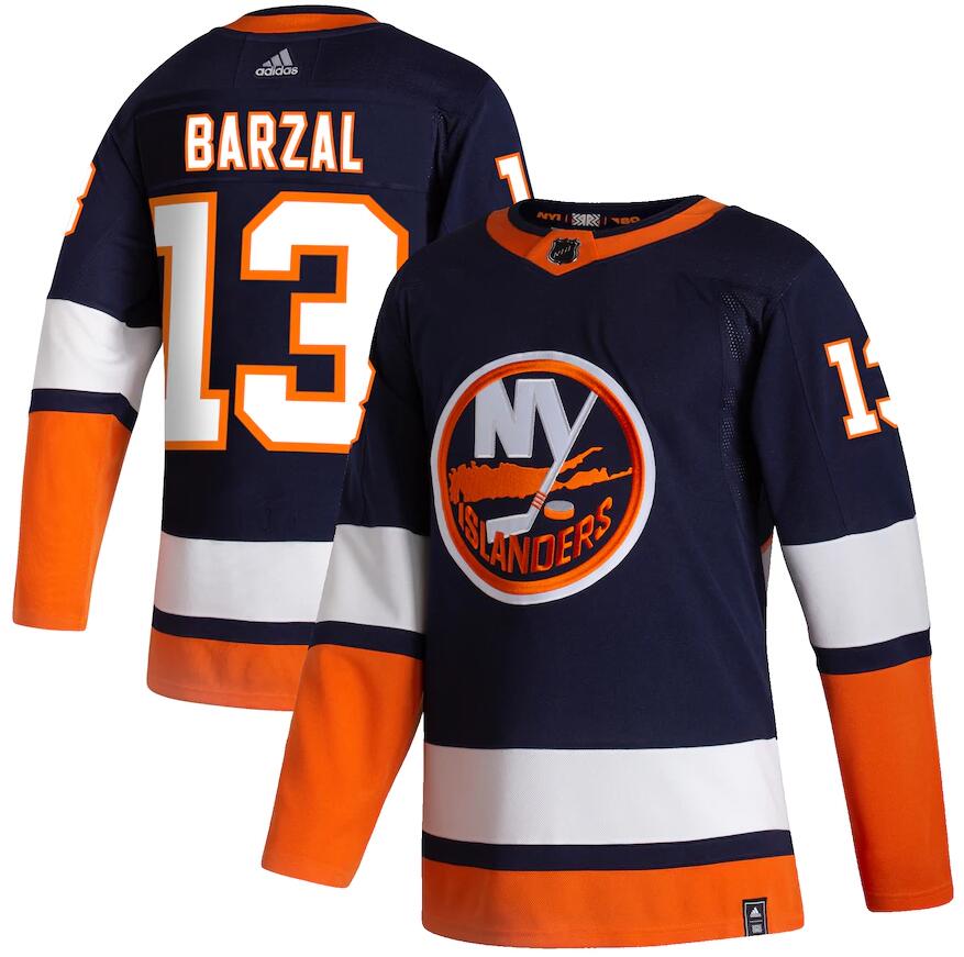 Islanders 13 Mathew Barzal Navy 2020-21 Reverse Retro Adidas Jersey