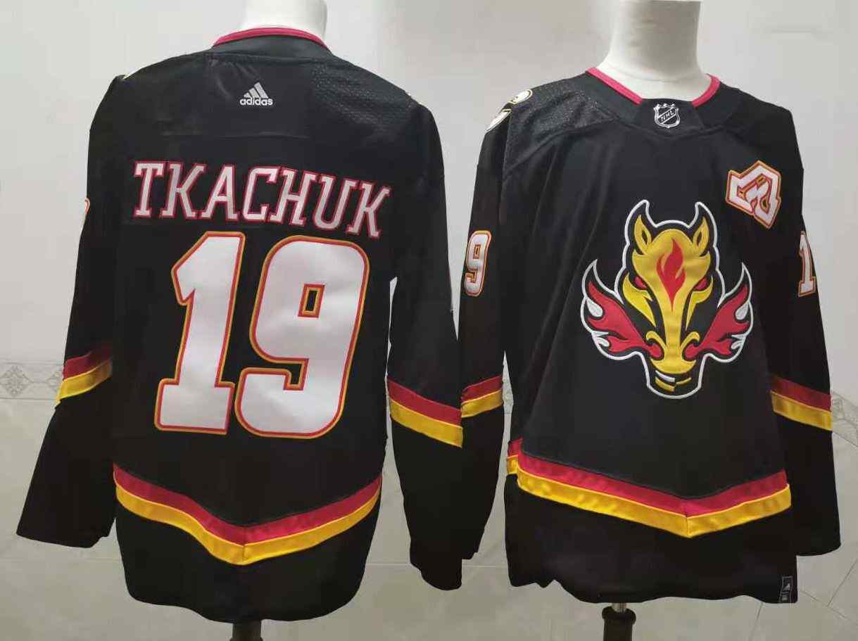 Flames 19 Matthew Tkachuk Black 2020-21 Reverse Retro Adidas Jersey