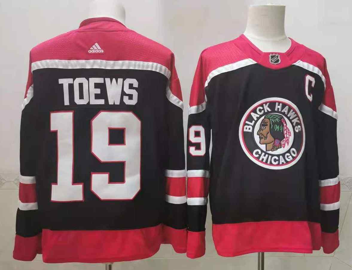 Blackhawks 19 Jonathan Toews Navy 2020-21 Reverse Retro Adidas Jersey