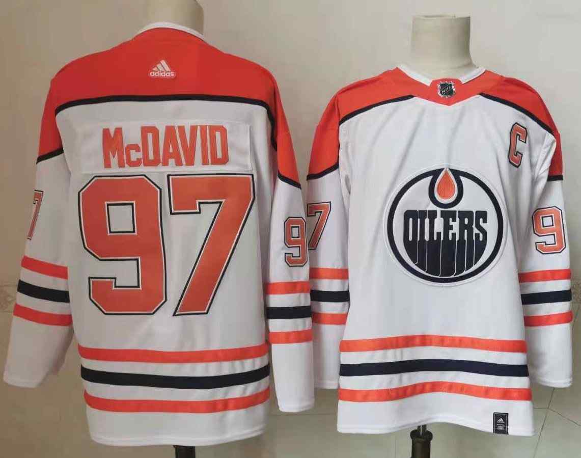 Oilers 97 Connor McDavid White 2020-21 Reverse Retro Adidas Jersey