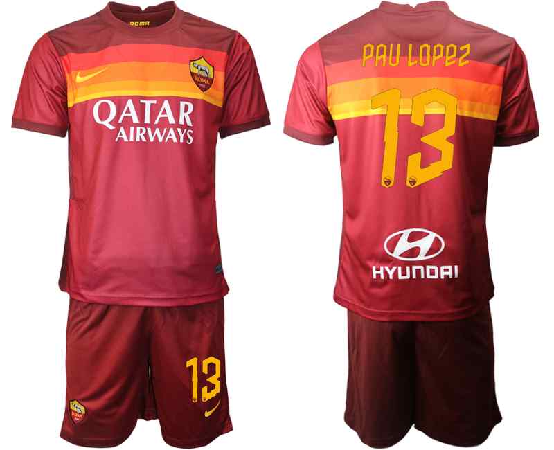 2020-21 Roma 13 PAU LOPEZ Home Soccer Jersey