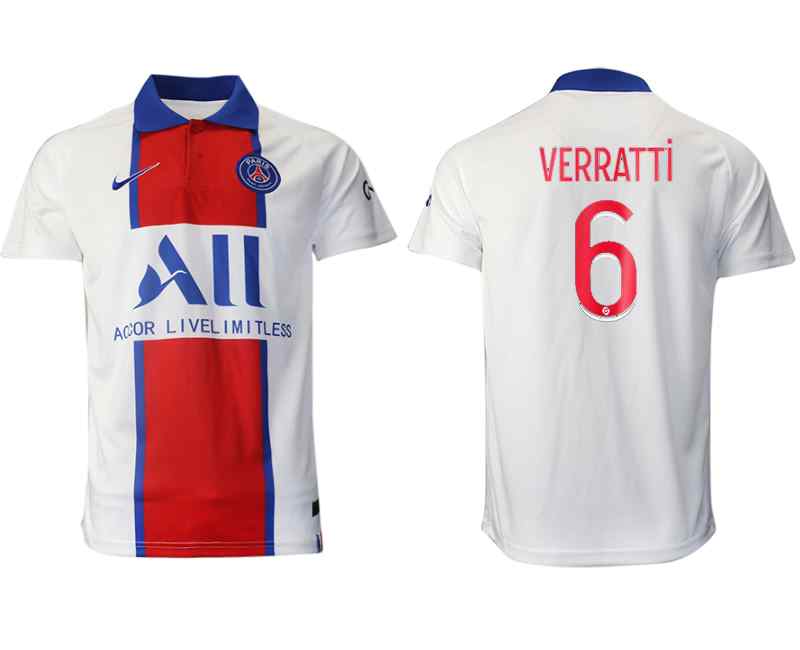 2020-21 Paris Saint Germain 6 VERRATTI Away Thailand Soccer Jersey