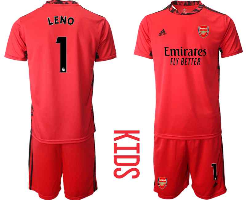2020-21 Arsenal 1 LENO Red Youth Goalkeeper Soccer Jersey