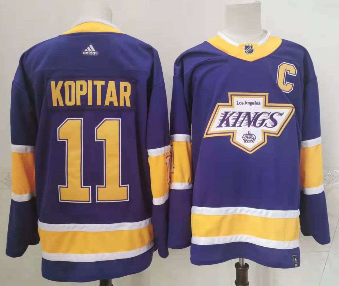 Kings 11 Anze Kopitar Purple 2020-21 Reverse Retro Adidas Jersey