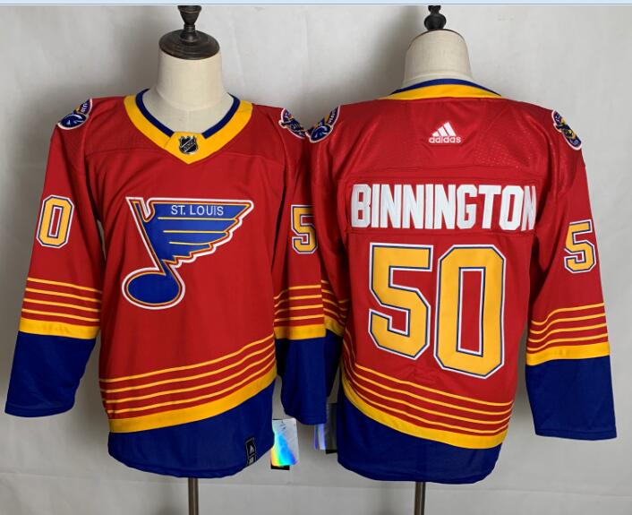 Blues 50 Jordan Binnington Red 2020-21 Reverse Retro Adidas Jersey